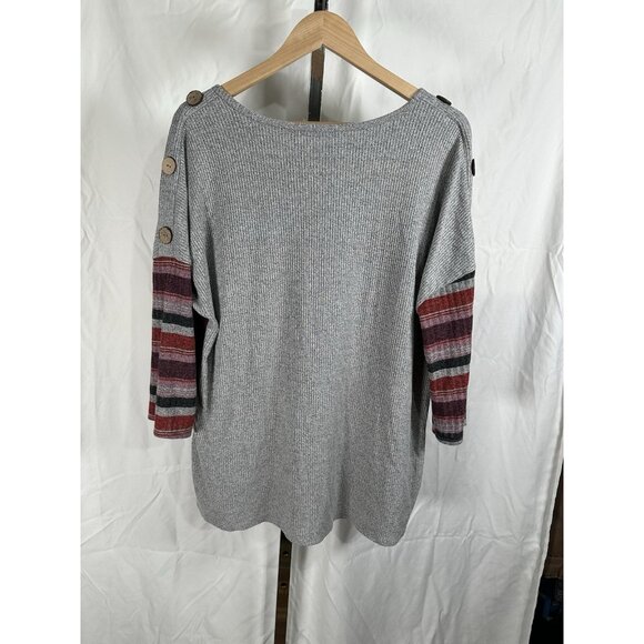 Cure Women’s Color Block Blouse Striped 3/4 Sleeve Top Size 1X Plus Casual Top - Picture 6 of 10